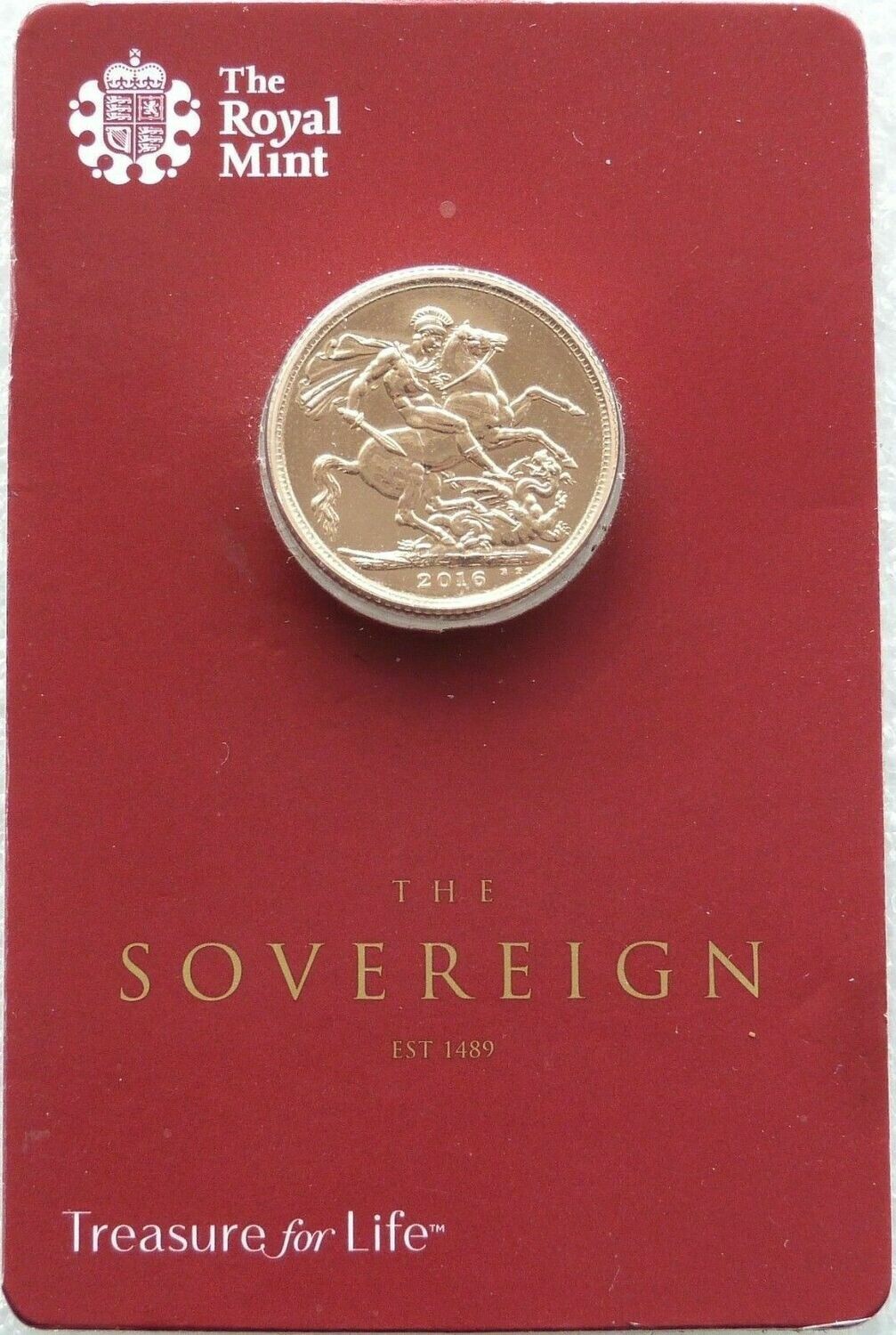 2016 St George and the Dragon Full Sovereign Gold Coin Mint Card