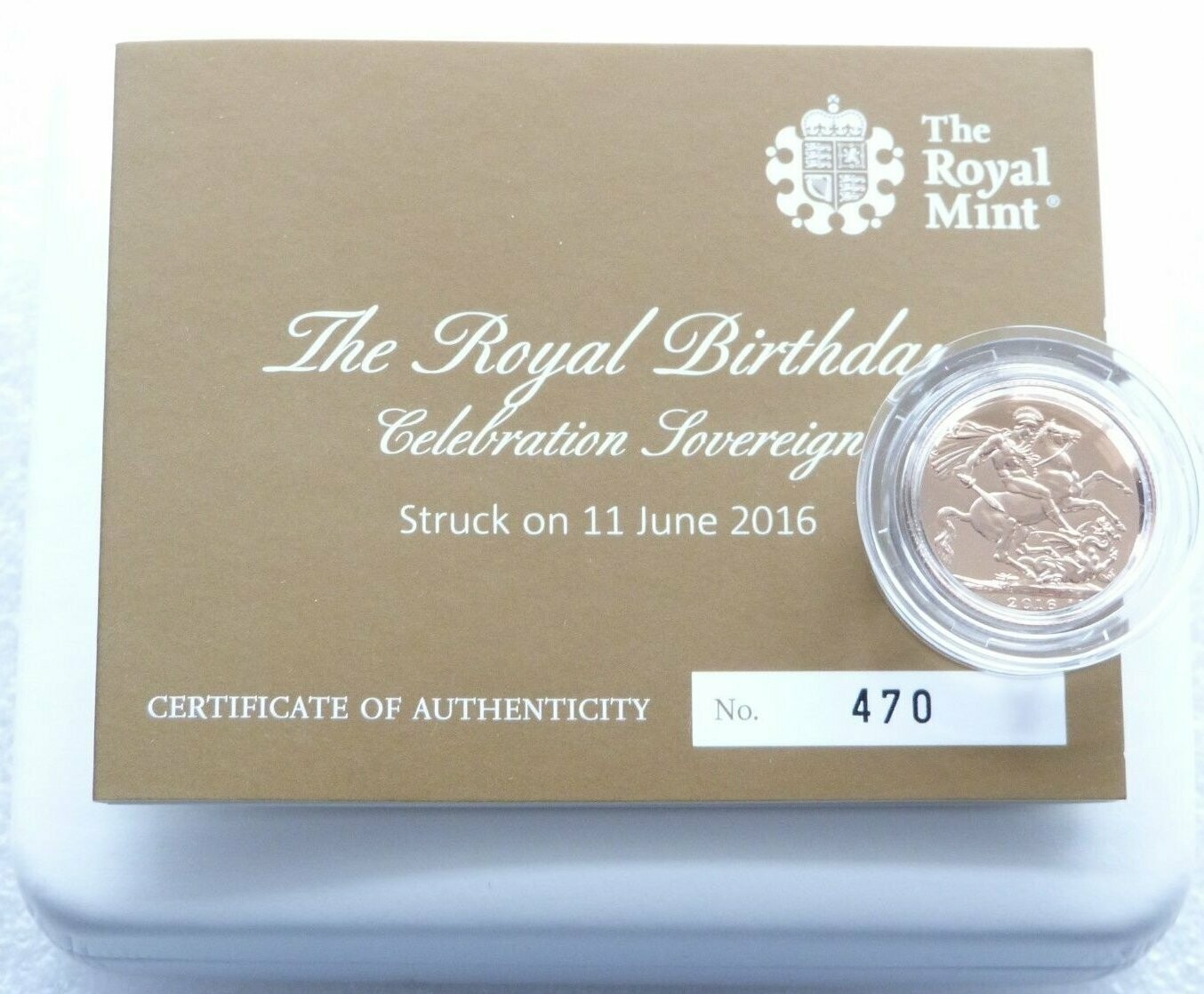 2016 Struck on the Day Queens 90th Birthday Full Sovereign Gold Coin Box Coa