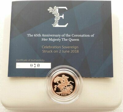 2018 Struck on the Day Sapphire Coronation Full Sovereign Gold Coin Box Coa - Plain Edge