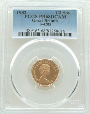 1982 St George and the Dragon Half Sovereign Gold Proof Coin PCGS PR68 DCAM
