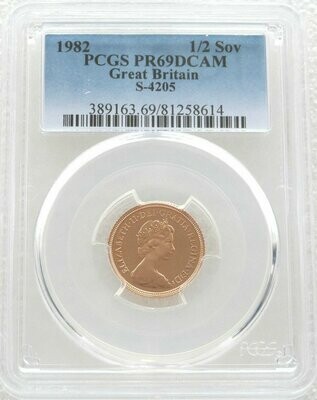 1982 St George and the Dragon Half Sovereign Gold Proof Coin PCGS PR69 DCAM