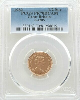1982 St George and the Dragon Half Sovereign Gold Proof Coin PCGS PR70 DCAM