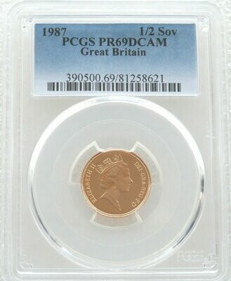 1987 St George and the Dragon Half Sovereign Gold Proof Coin PCGS PR69 DCAM