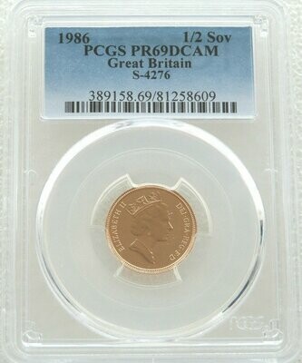 1986 St George and the Dragon Half Sovereign Gold Proof Coin PCGS PR69 DCAM