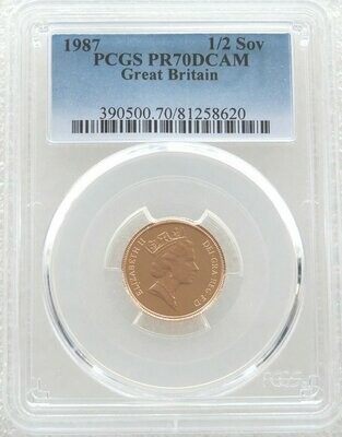 1987 St George and the Dragon Half Sovereign Gold Proof Coin PCGS PR70 DCAM