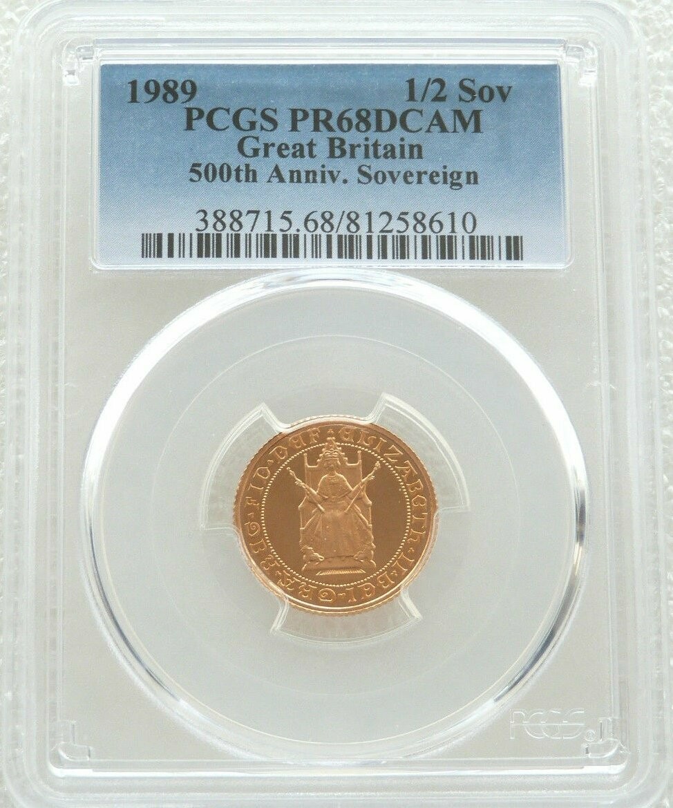 1989 Tudor Rose Half Sovereign Gold Proof Coin PCGS PR68 DCAM