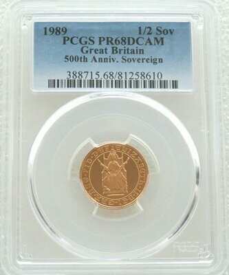 1989 Tudor Rose Half Sovereign Gold Proof Coin PCGS PR68 DCAM