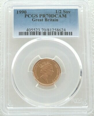 1990 St George and the Dragon Half Sovereign Gold Proof Coin PCGS PR70 DCAM