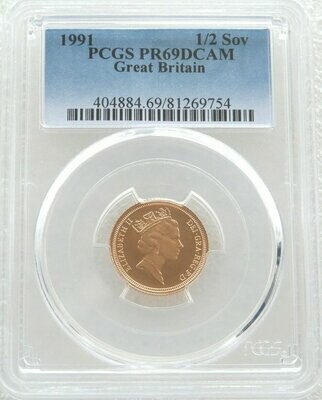 1991 St George and the Dragon Half Sovereign Gold Proof Coin PCGS PR69 DCAM