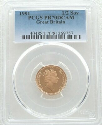 1991 St George and the Dragon Half Sovereign Gold Proof Coin PCGS PR70 DCAM