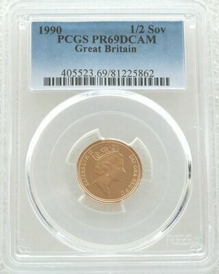 1990 St George and the Dragon Half Sovereign Gold Proof Coin PCGS PR69 DCAM