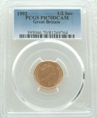 1992 St George and the Dragon Half Sovereign Gold Proof Coin PCGS PR70 DCAM