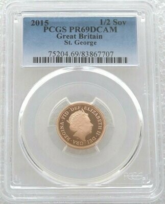 2015 St George and the Dragon Half Sovereign Gold Proof Coin PCGS PR69 DCAM - Fifth Portrait