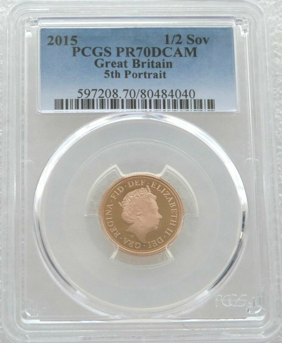 2015 St George and the Dragon Half Sovereign Gold Proof Coin PCGS PR70 DCAM - Fifth Portrait