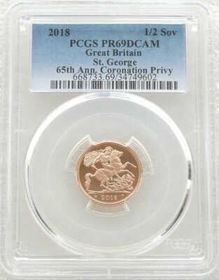 2018 Sapphire Coronation Half Sovereign Gold Proof Coin PCGS PR69 DCAM