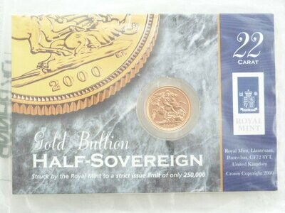 2000 St George and the Dragon Half Sovereign Gold Coin Mint Card
