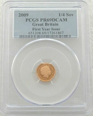 2009 St George and the Dragon Quarter Sovereign Gold Proof Coin PCGS PR69 DCAM