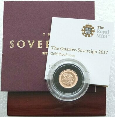 2017 Pistrucci Quarter Sovereign Gold Proof Coin Box Coa