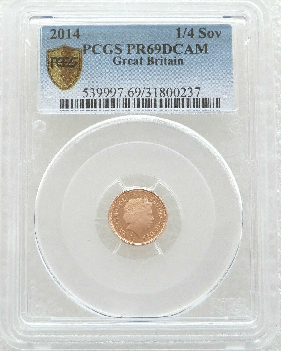 2014 St George and the Dragon Quarter Sovereign Gold Proof Coin PCGS PR69 DCAM