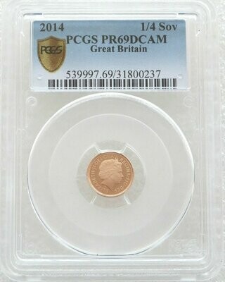 2014 St George and the Dragon Quarter Sovereign Gold Proof Coin PCGS PR69 DCAM