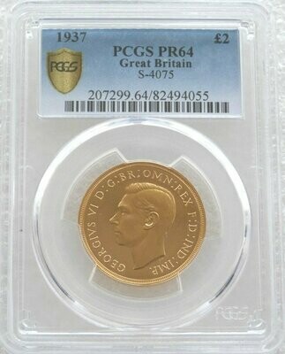 1937 George VI Coronation £2 Double Sovereign Gold Proof Coin PCGS PR64