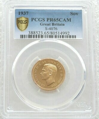 1937 George VI Coronation Full Sovereign Gold Proof Coin PCGS PR65 CAM
