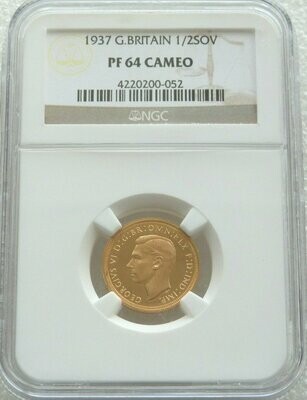 1937 George VI Coronation Half Sovereign Gold Proof Coin NGC PF64 Cameo