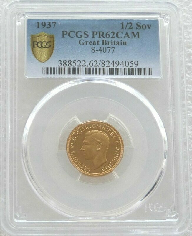 1937 George VI Coronation Half Sovereign Gold Proof Coin PCGS PR62 CAM