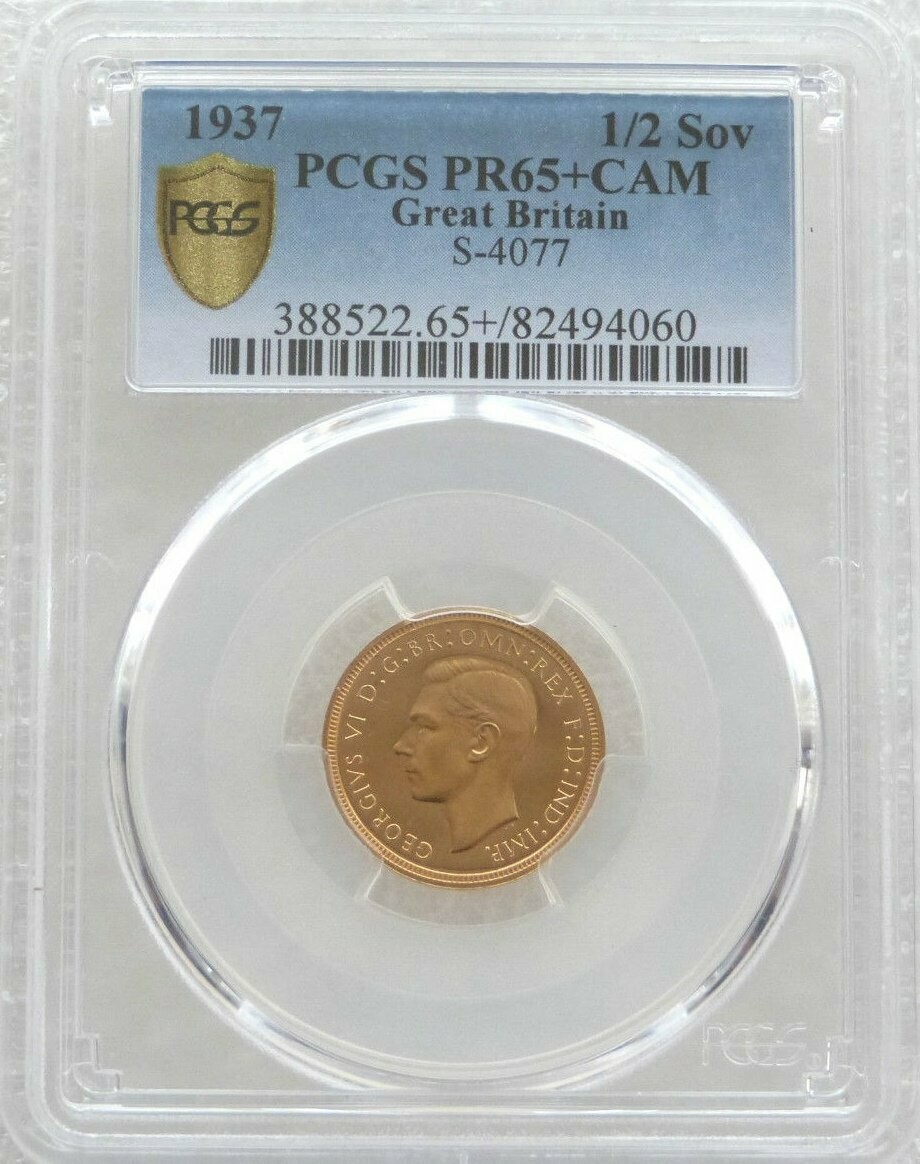 1937 George VI Coronation Half Sovereign Gold Proof Coin PCGS PR65+ CAM