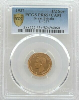 1937 George VI Coronation Half Sovereign Gold Proof Coin PCGS PR65+ CAM