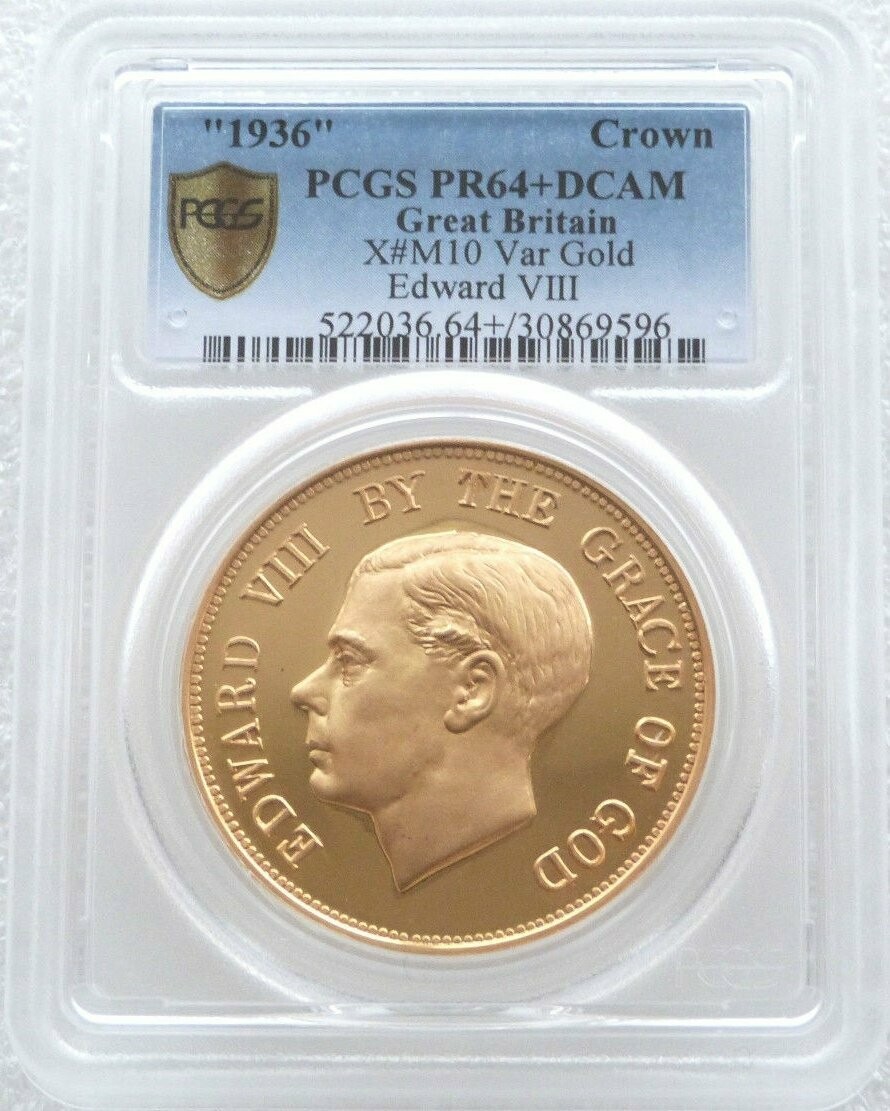 1936 Edward VIII St George and the Dragon Gold Proof Crown Coin PCGS PR64+ DCAM