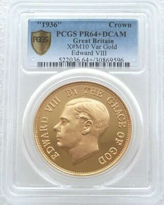 1936 Edward VIII St George and the Dragon Gold Proof Crown Coin PCGS PR64+ DCAM