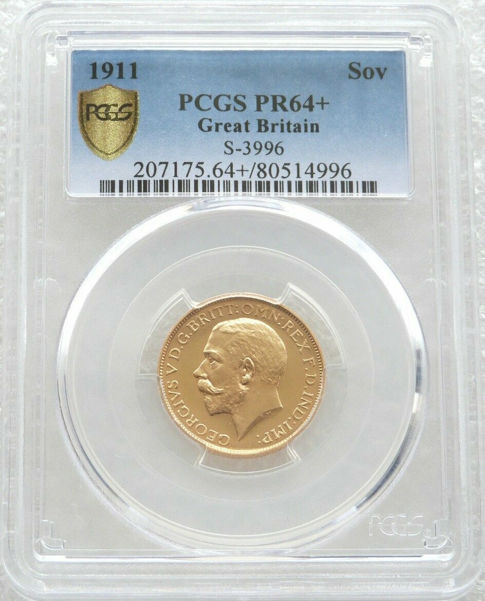 1911 George V Coronation Full Sovereign Gold Proof Coin PCGS PR64+