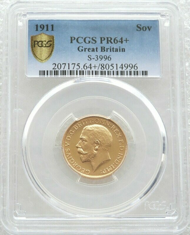 1911 George V Coronation Full Sovereign Gold Proof Coin PCGS PR64+