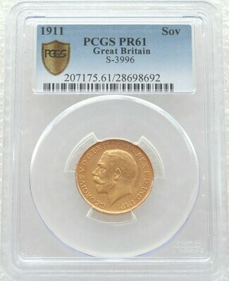 1911 George V Coronation Full Sovereign Gold Proof Coin PCGS PR61
