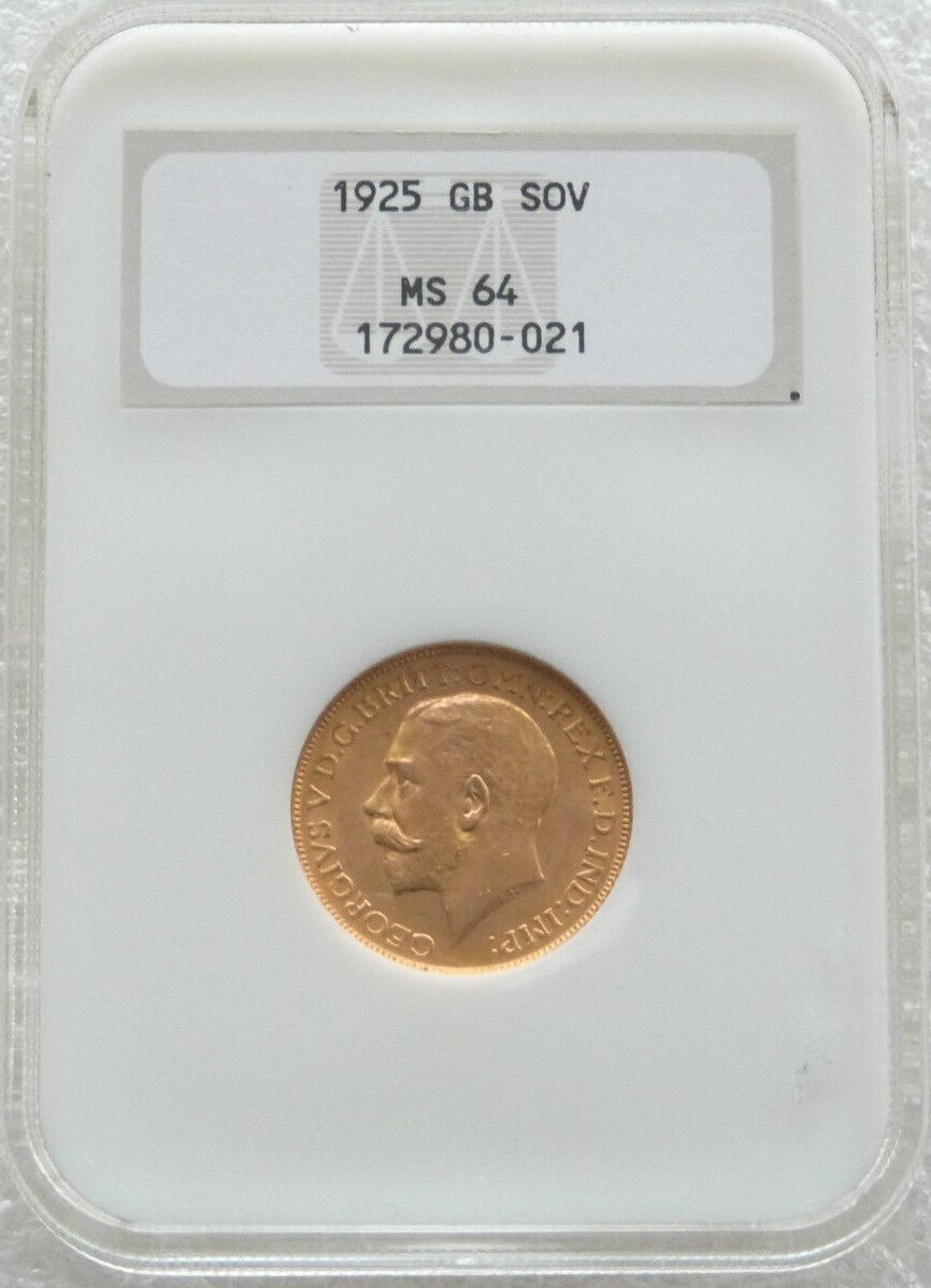 1925 George V Full Sovereign Gold Coin NGC MS64