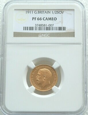 1911 George V Coronation Half Sovereign Gold Proof Coin NGC PF66 Cameo