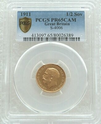1911 George V Coronation Half Sovereign Gold Proof Coin PCGS PR65 CAM