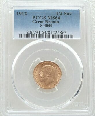 1912 George V Half Sovereign Gold Coin PCGS MS64