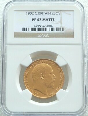 1902 Edward VII Coronation £2 Double Sovereign Gold Matte Proof Coin NGC PF62