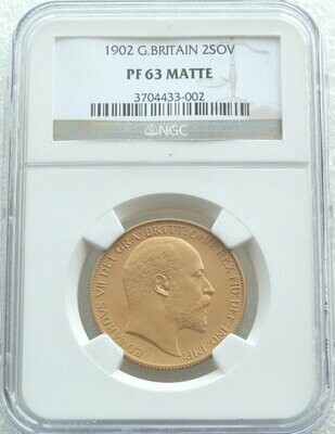1902 Edward VII Coronation £2 Double Sovereign Gold Matte Proof Coin NGC PF63