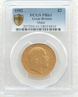1902 Edward VII Coronation £2 Double Sovereign Gold Matte Proof Coin PCGS PR61
