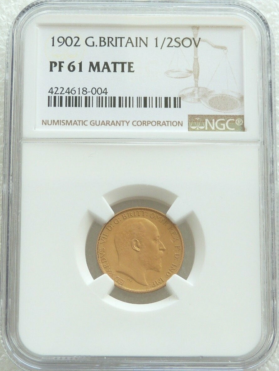 1902 Edward VII Coronation Half Sovereign Gold Matte Proof Coin NGC PF61