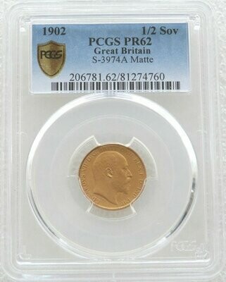 1902 Edward VII Coronation Half Sovereign Gold Matte Proof Coin PCGS PR62