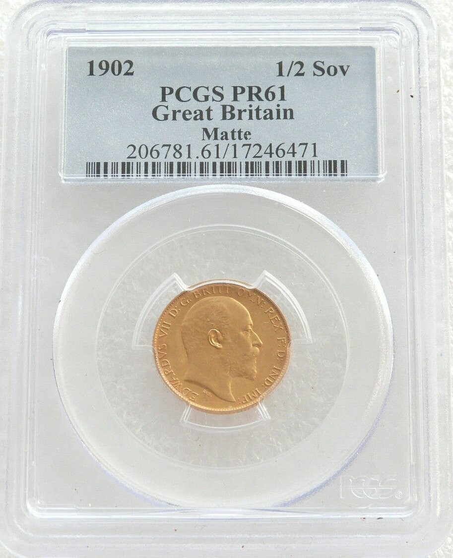 1902 Edward VII Coronation Half Sovereign Gold Matte Proof Coin PCGS PR61