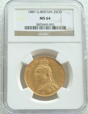 1887 Victoria Jubilee Head £2 Double Sovereign Gold Coin NGC MS64