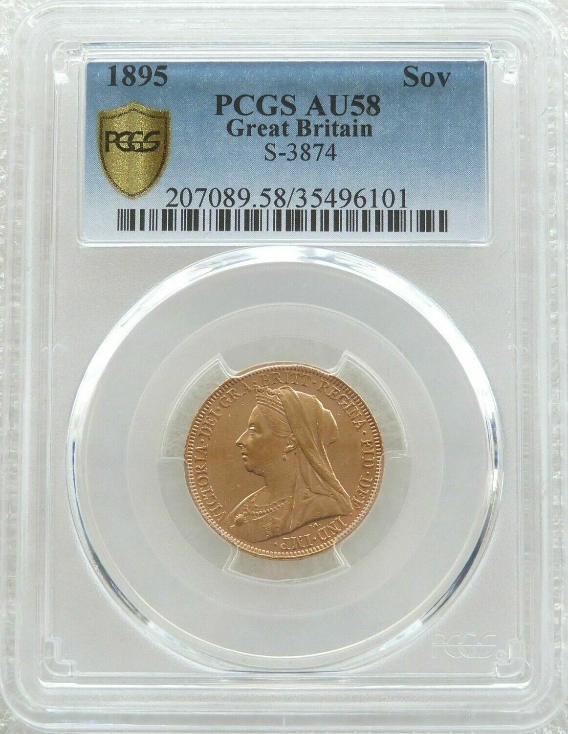 1895 Victoria Full Sovereign Gold Coin PCGS AU58