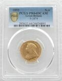 1893 Victoria Veiled Head Full Sovereign Gold Proof Coin PCGS PR64 DCAM