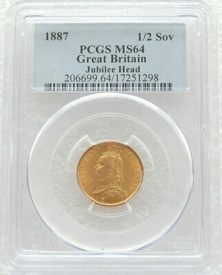 1887 Victoria Shield Half Sovereign Gold Coin PCGS MS64