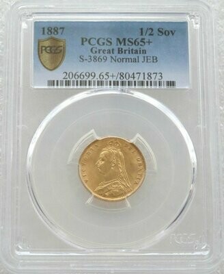 1887 Victoria Shield Half Sovereign Gold Coin PCGS MS65+